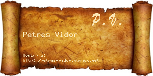 Petres Vidor névjegykártya