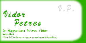 vidor petres business card